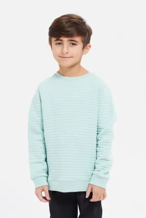 Boys Mint Jacquard Quilted Sweatshirt